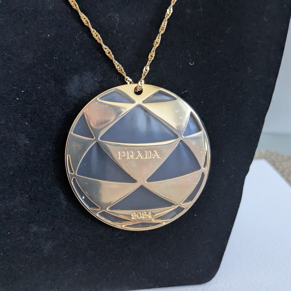 Prada Gold and Black Pendant Necklace